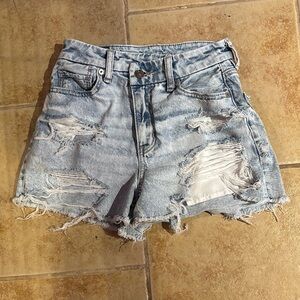 American Eagle Outfitters Blue Jean Shorts High-Waisted Distressed